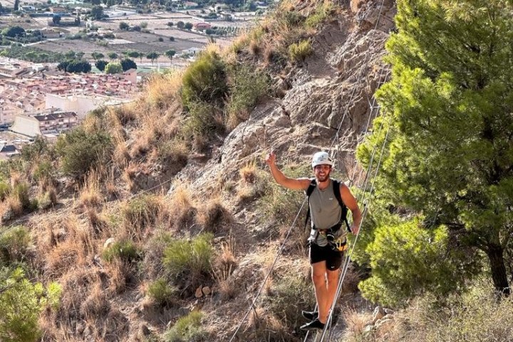 a man walking up a hill