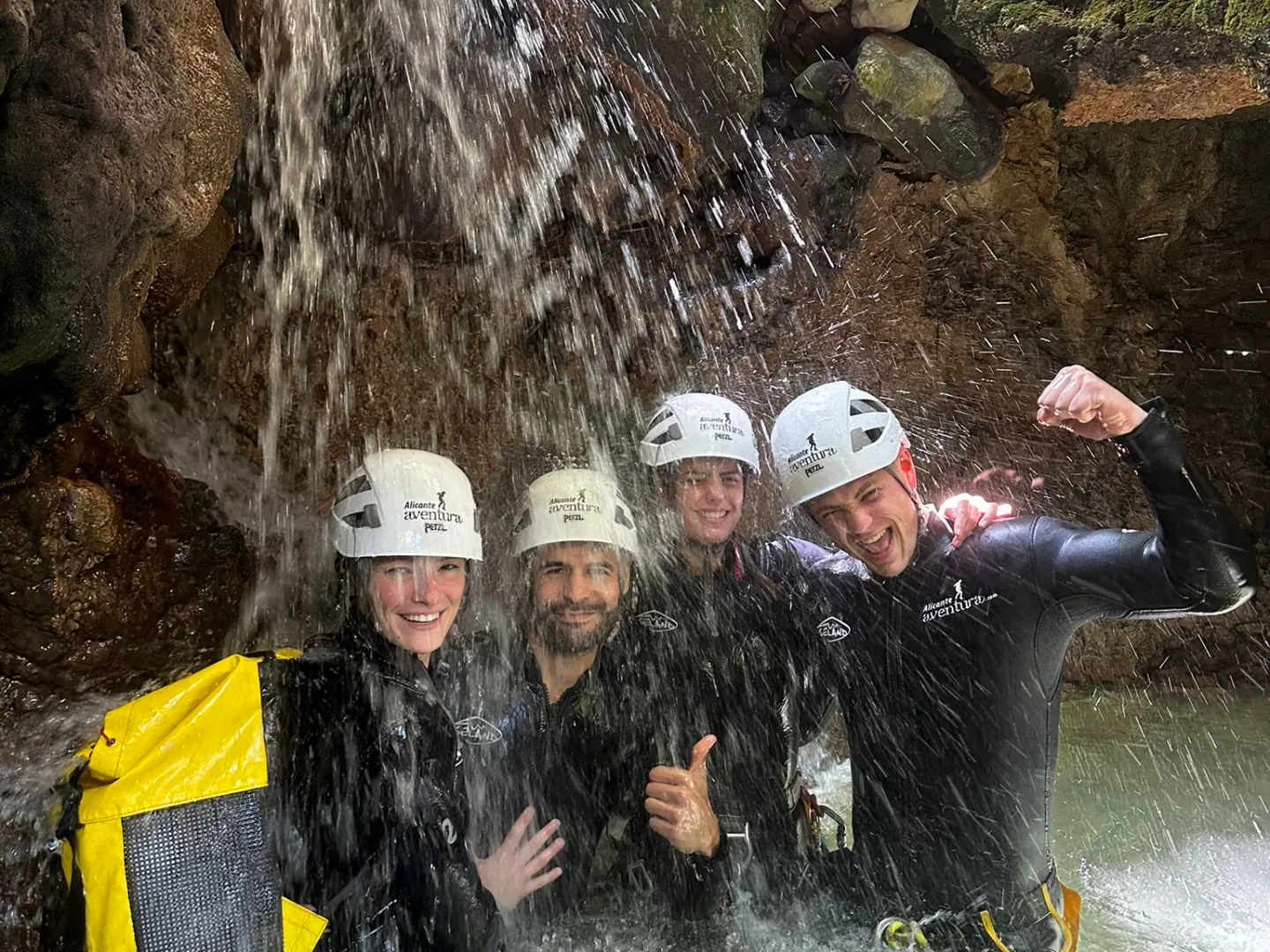 a group of people in the water