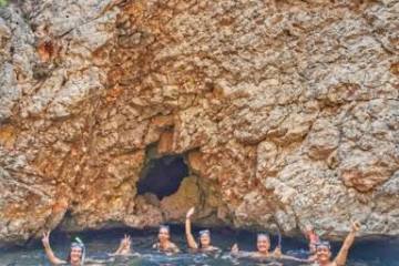 a person swimming in the water