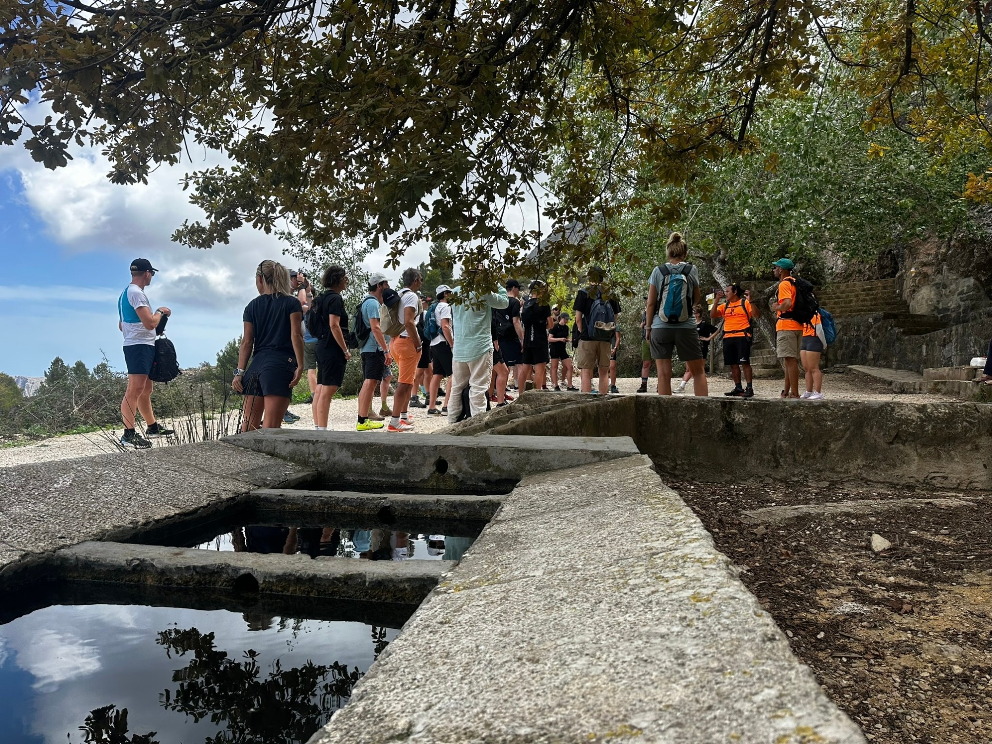 a group of people in a park